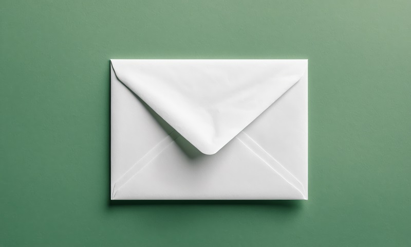 Green background and white envelope - direct marketing