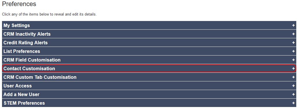Salestracker Contact Customisation