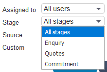 Salestracker - Leads Pipeline Stage Dropdown