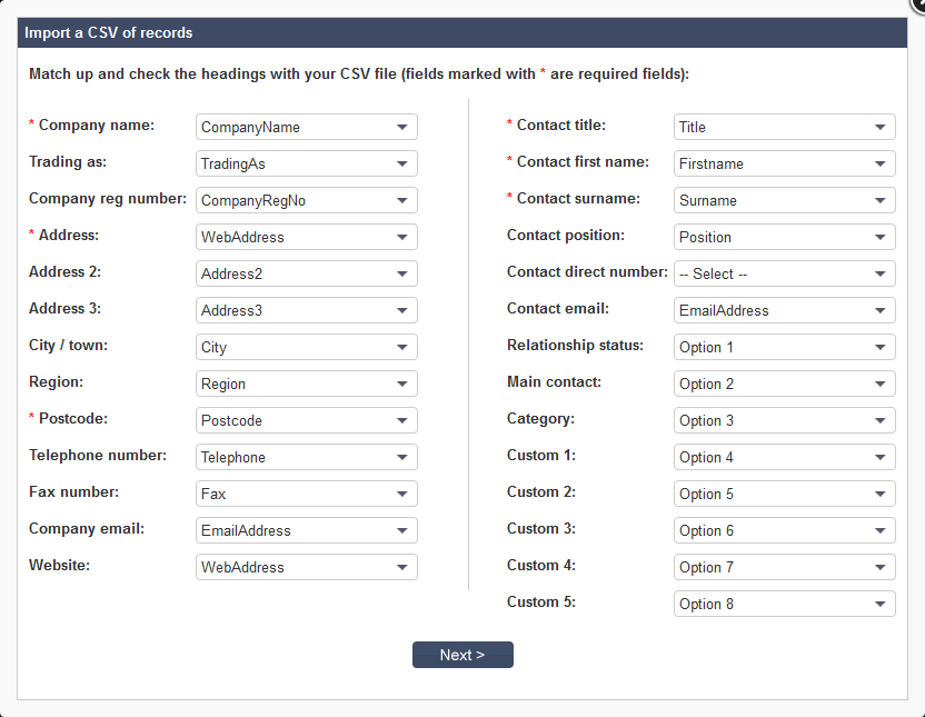 Salestracker - Match CSV Fields 3