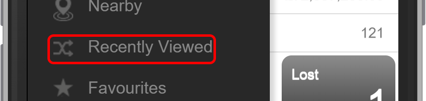 Salestracker Mobile Recently Viewed Button