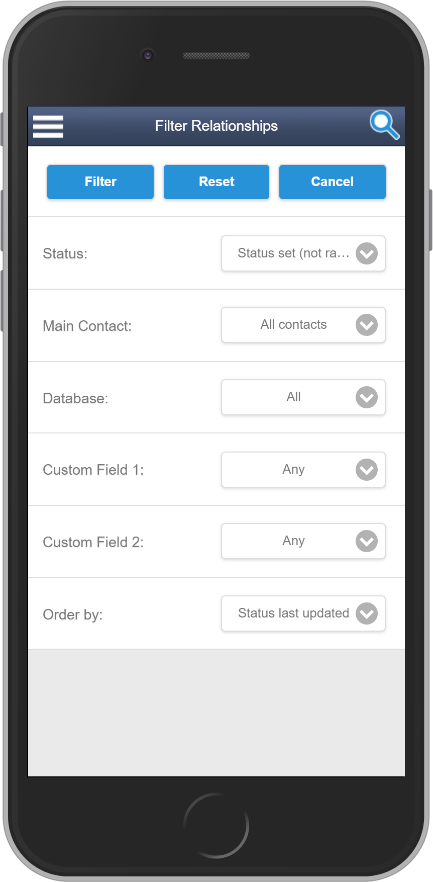 Salestracker Mobile Relationships Filtering