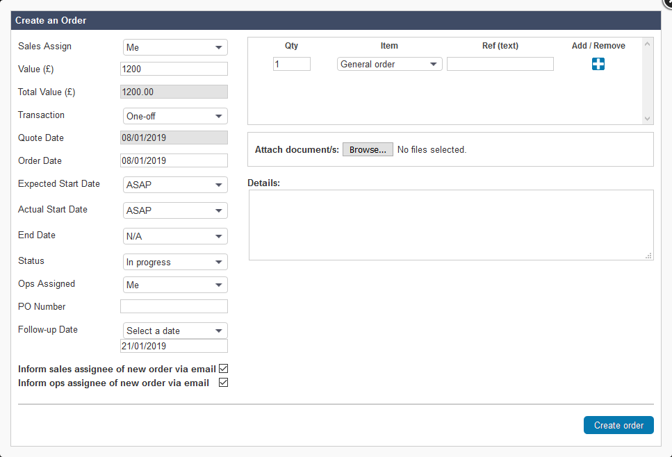 Salestracker - Orders Creating Orders