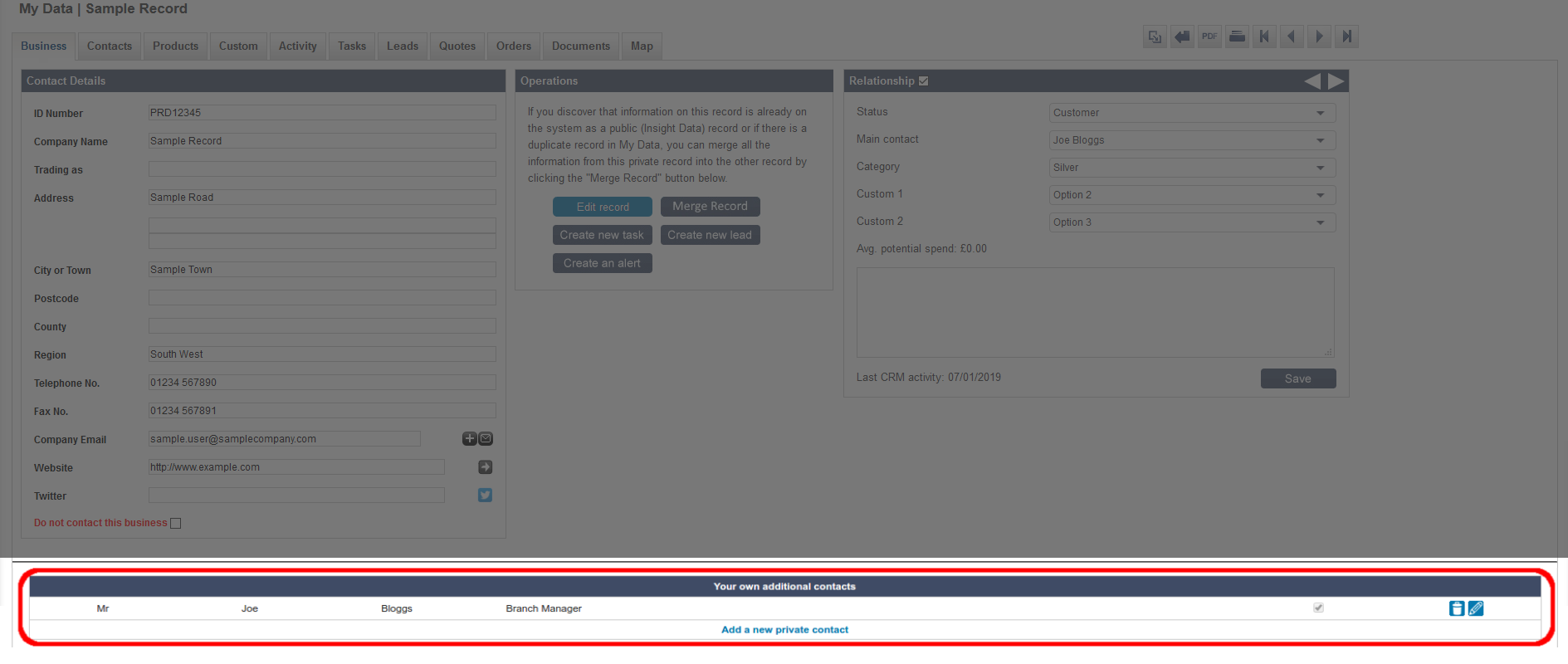 Salestracker Record View No Customisations