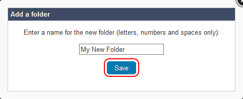 Salestracker - Saved Lists Add Folder Dialog