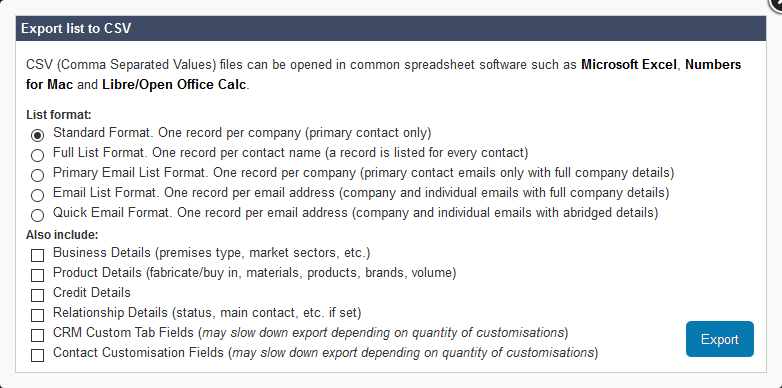 Salestracker - View List Export